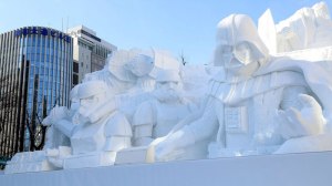 Darth Vader snow sculptures help relieve ongoing weather stress